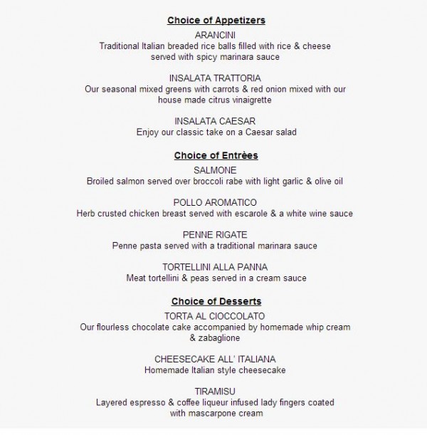 Il Mulino Magical Dining Menu -- Click to Enlarge