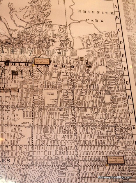 Closeup on the Brown Derby locations, with Griffith Park in the corner