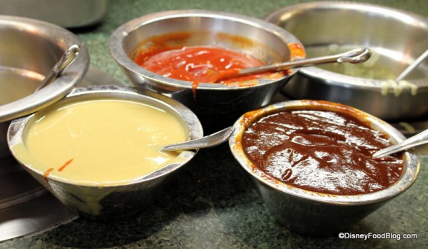 Condiments -- Honey Mustard, Ketchup, and Barbecue Sauce