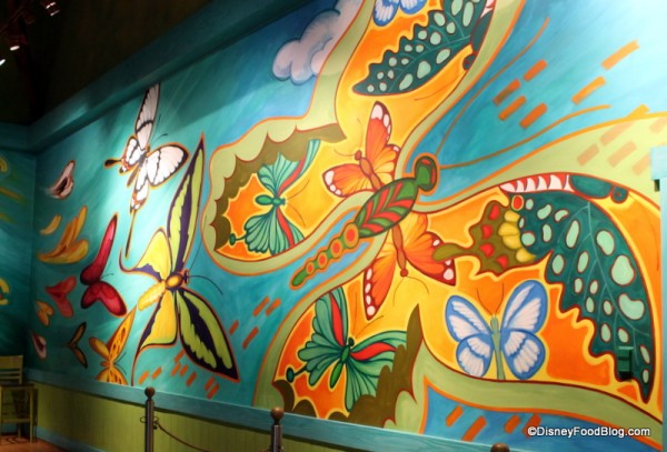 Butterfly mural in ordering area
