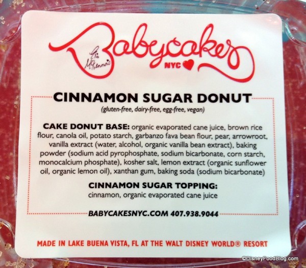 Cinnamon Sugar Donut package info