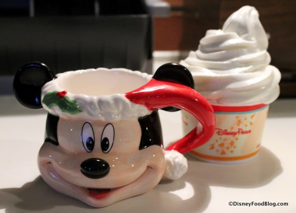 Santa Mickey mug and vanilla soft serve