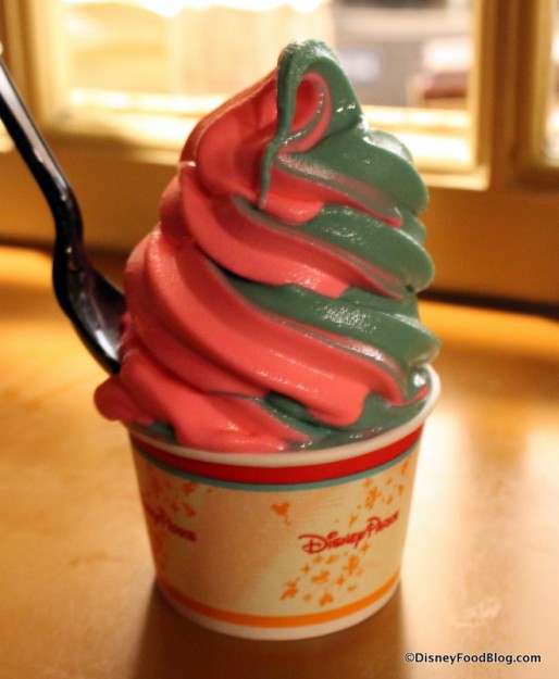 Red and green ice cream