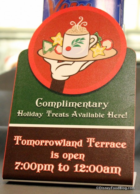 Complimentary Holiday Treat sign
