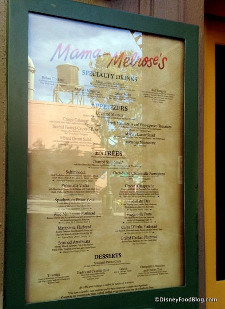 Mama Melrose menu