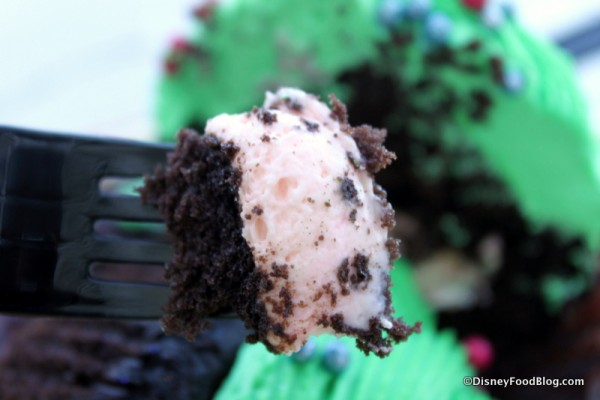 Strawberry Cheesecake Holiday Cupcake -- Filling Up Close