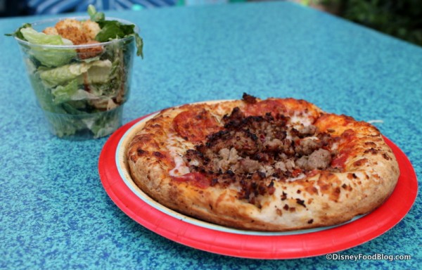 Meat Lovers Pizza with Caesar side salad