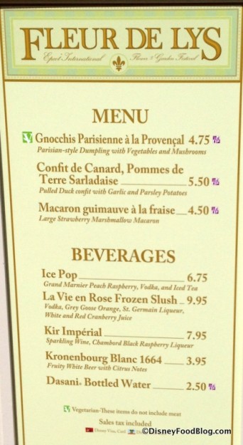Fleur de Lys menu