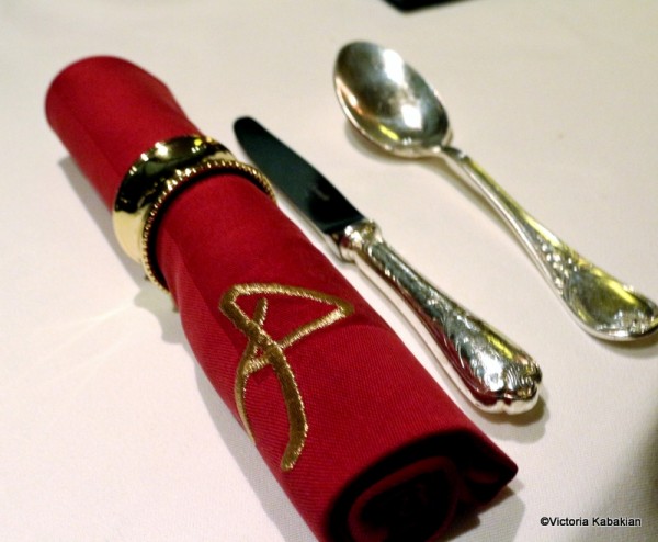 The Remy red napkin signals the dessert course is next
