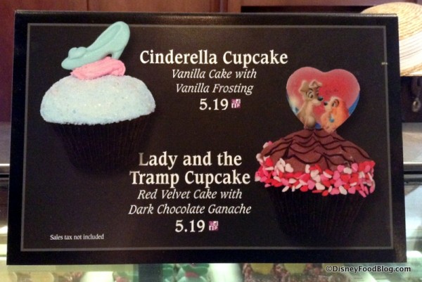 Cupcake sign and descriptions