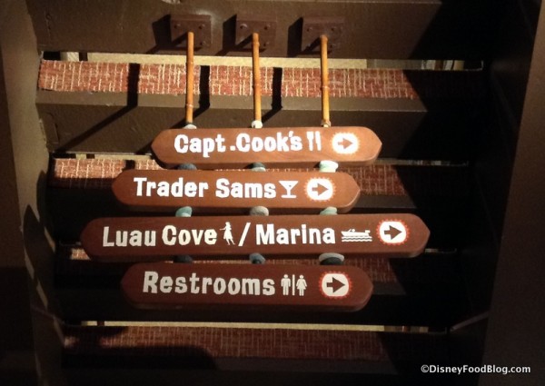 Updated Dining Location Direction Sign with Trader Sam's