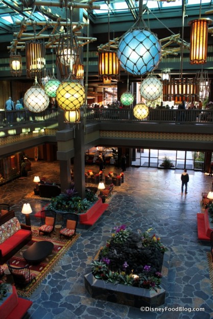 Polynesian Village Resort Lobby as viewed from upstairs