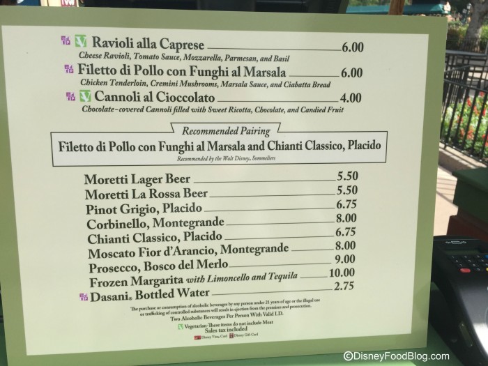 2015 Italy Menu