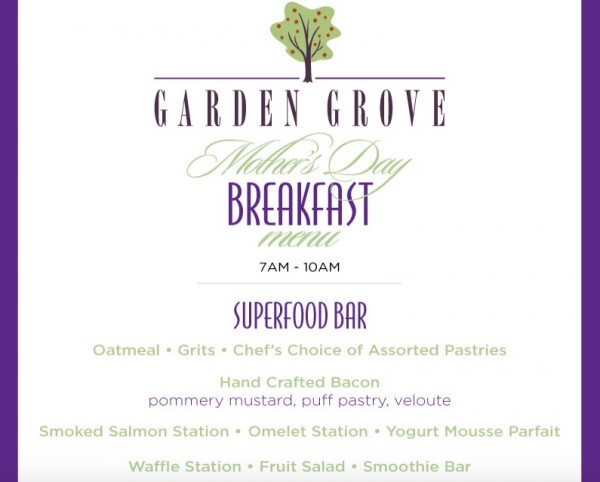 Garden Grove Mothers Day Breakfast Menu