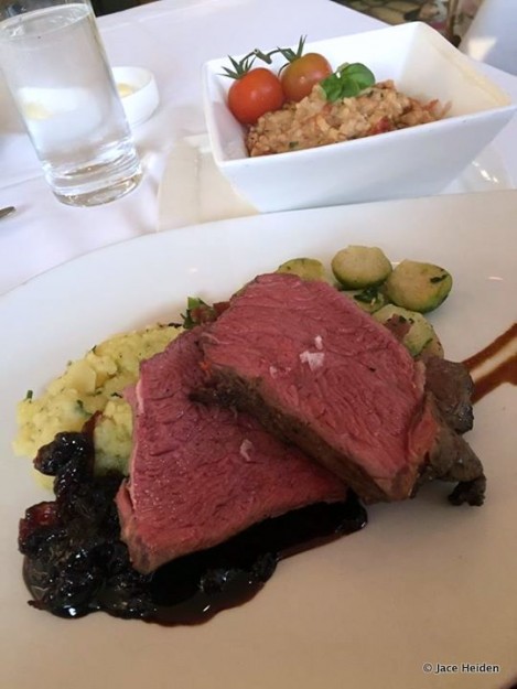 Bison Striploin with a Side of Tomato Risotto at California Grill