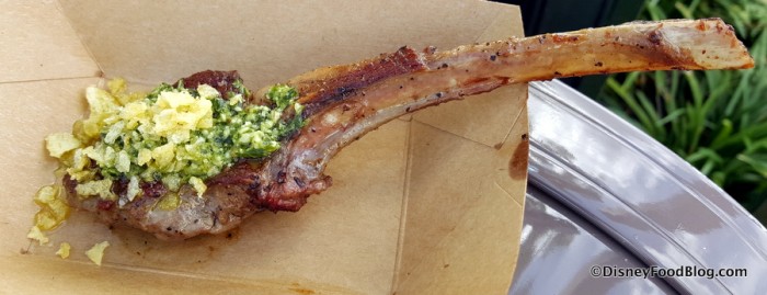 Grilled Lamb Chop with Mint Pesto and Potato Crunchies