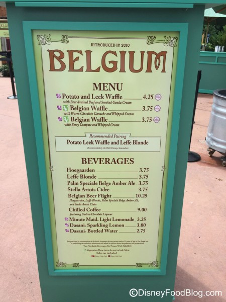 2015 Belgium Menu