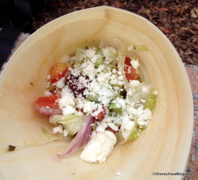 Close Up - Greek Salad in A Cone