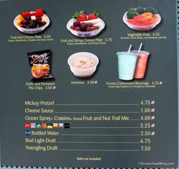 Better-for-you Snack Stand menu