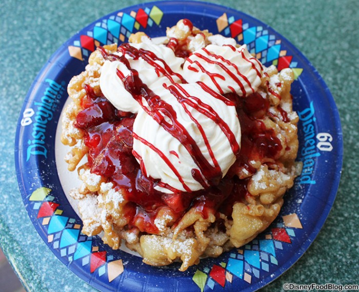 Stage Door Funnel Cake with Strawberry Topping