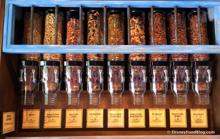 Upper Bulk Bins with Nuts, Trail Mix, and More
