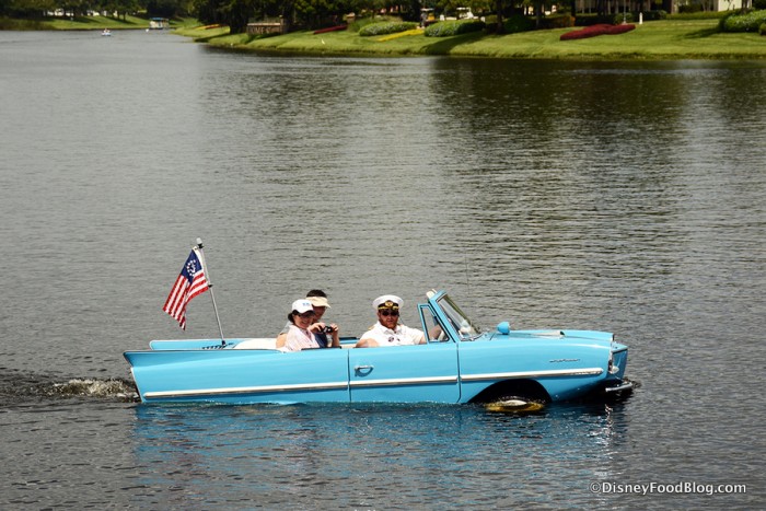 Boathouse amphicars "driving" by