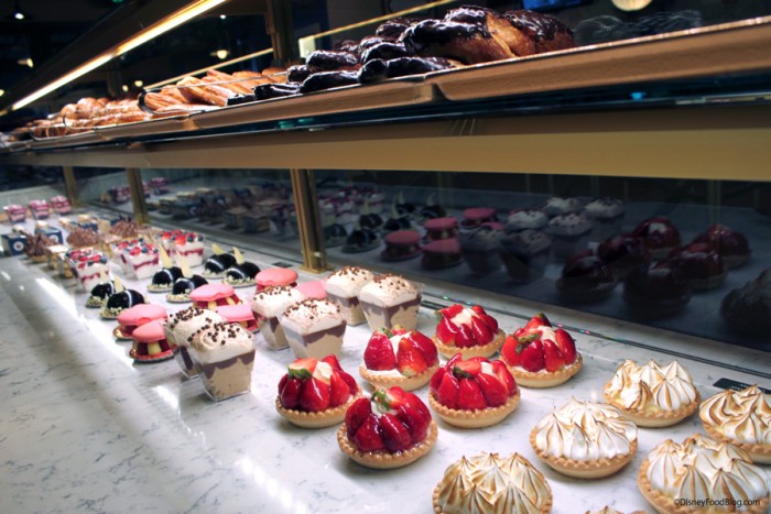 Pastries in Display Case at Les Halles