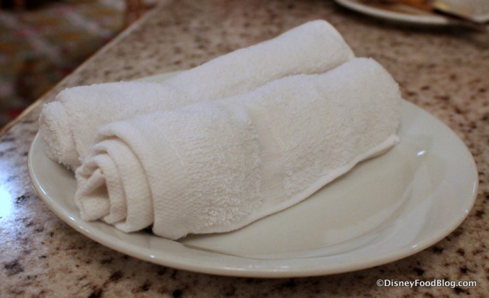 Warm Towels presented with the Chicken Wings