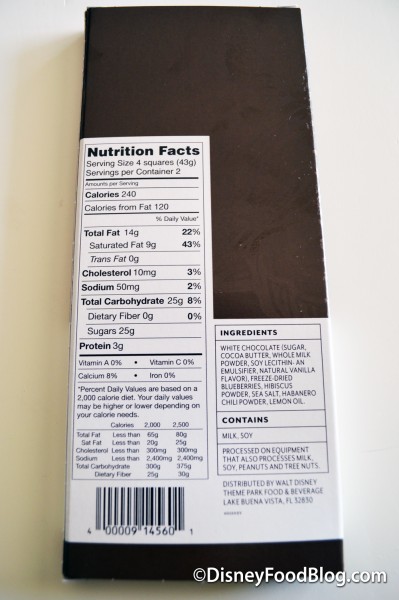 The Donald Chocolate Bar Nutritional Facts
