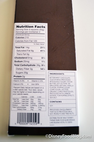 The Goofy Chocolate Bar Nutritional Facts