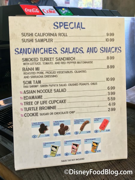 Special, Sandwiches, Salads and Snacks Menu
