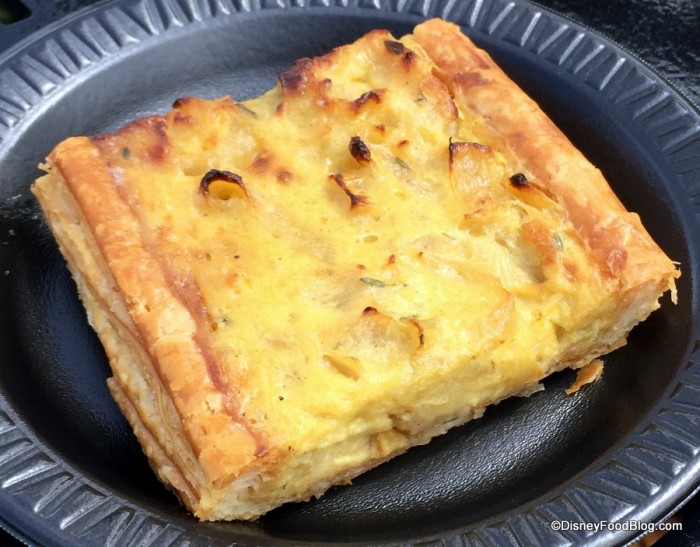Tarte à l’Onion Alsacienne: Alsatian Onion Tart with Sautéed Onions, Fresh Thyme and Rosemary on a Flaky Puff Pastry Crust