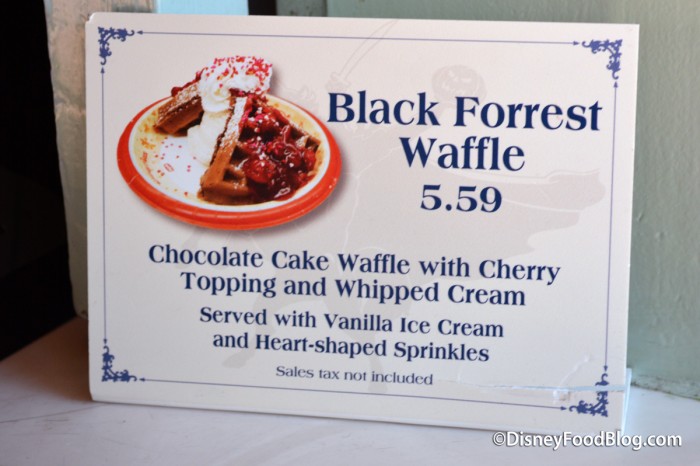 Black Forrest Waffle Sign at Sleepy Hollow 