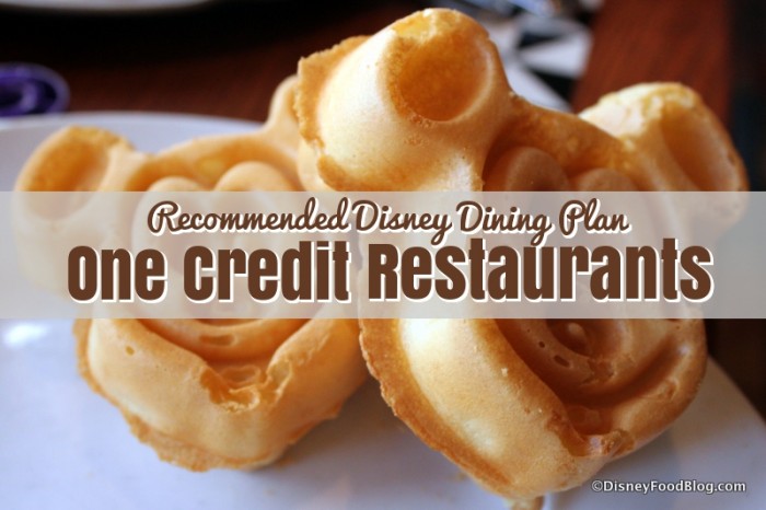 Disney Dining Plan One Credit Recommendations