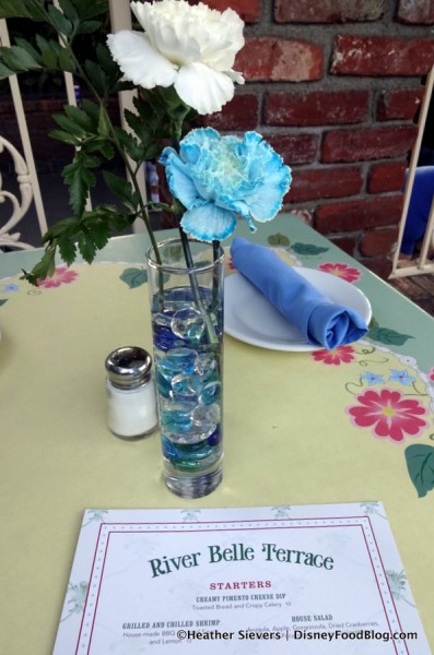 Table Flowers with the menu