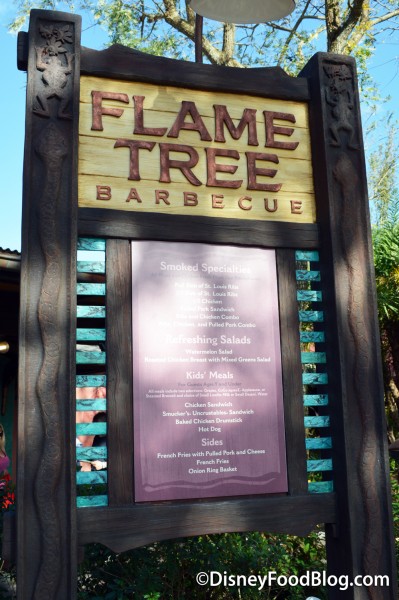 Flame Tree Barbecue Menu Sign