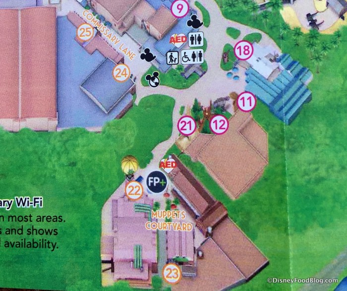 Closeup on Muppets Courtyard on the Hollywood Studios Updated Guide Map