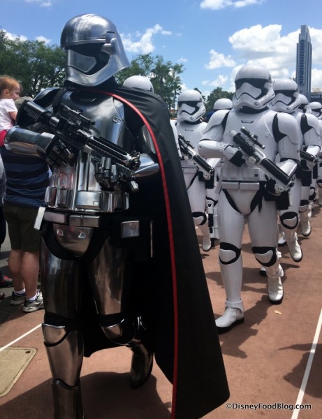 Captain Phasma leading First Order Stormtroopers