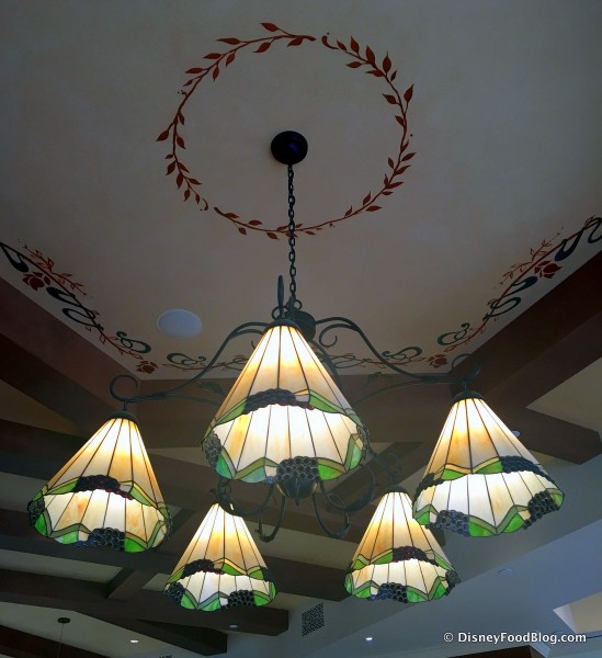 Stained Glass Chandelier and Ceiling Details