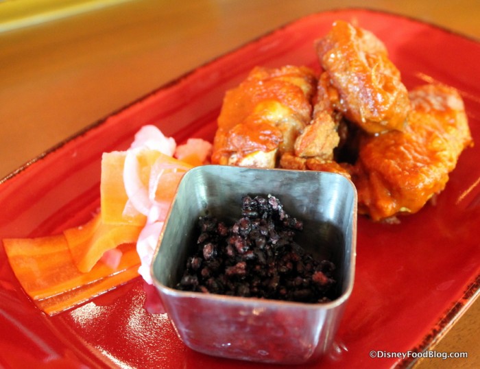 Crispy Black Rice with Indian Butter Chicken Wings