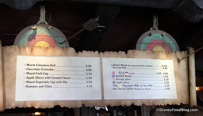 Gaston's Tavern menu