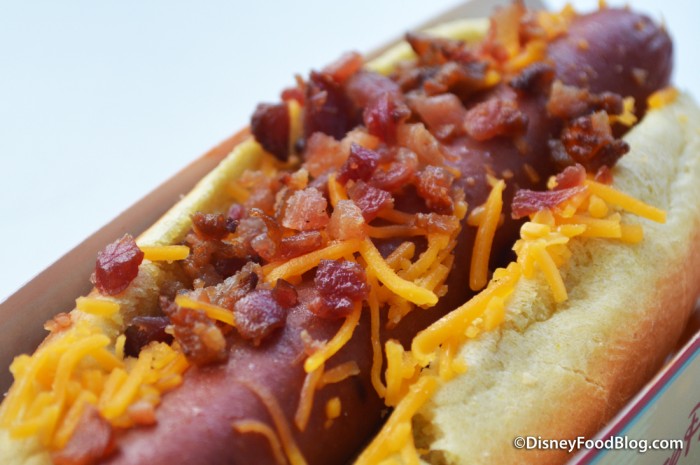 Bacon Cheddar Hot Dog Closeup