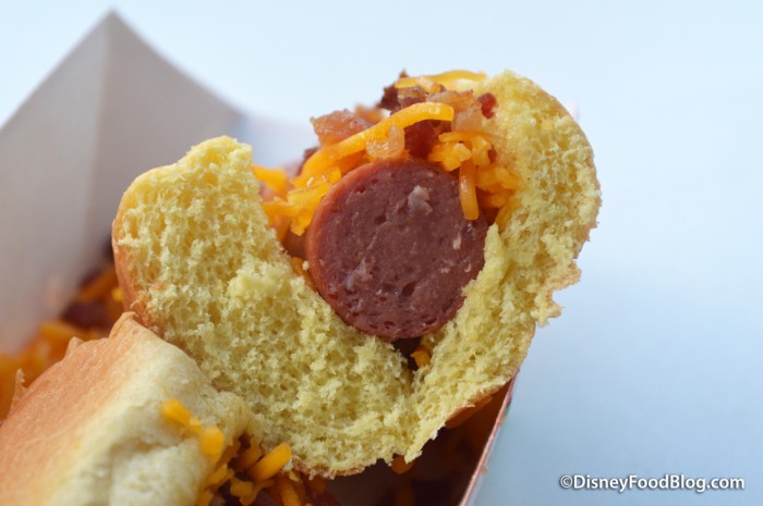 Bacon Cheddar Hot Dog Cross-Section