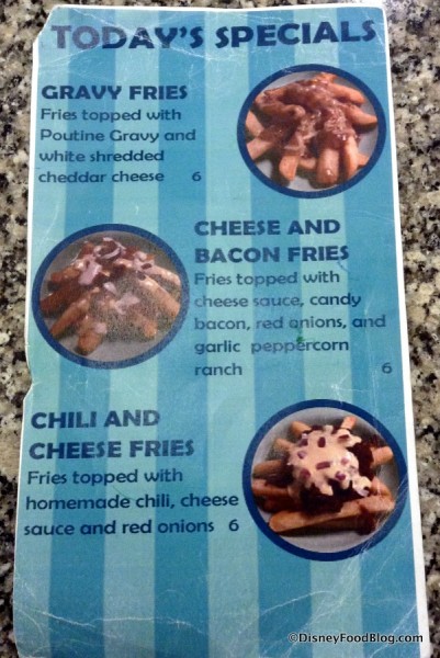 Specialty French Fries Menu