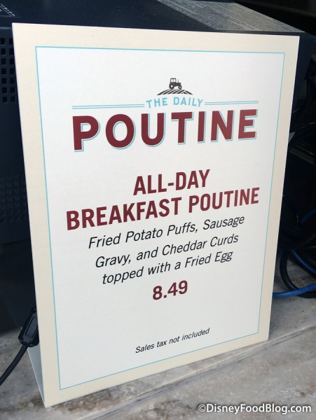 All-Day Breakfast Poutine sign