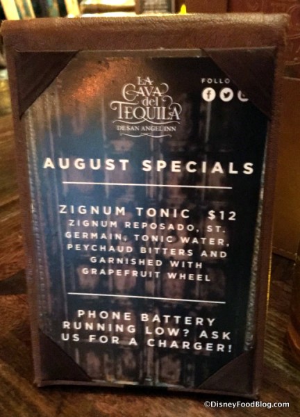 August Specials sign