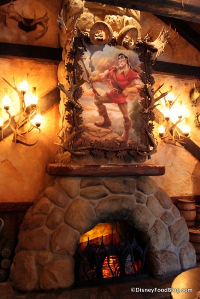Gaston's Portrait and Fireplace