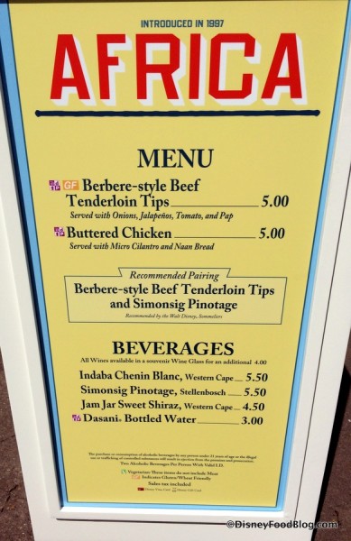 Africa Menu