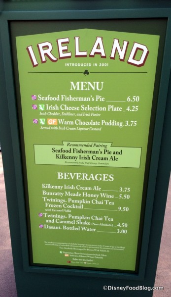 Ireland Menu