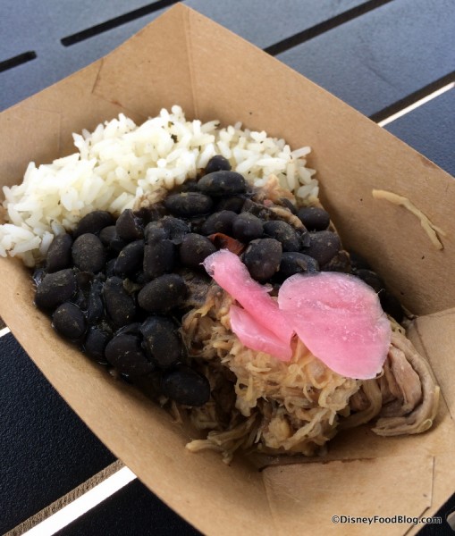 Mojo Pork with Black Beans, Cilantro Rice and Pickled Red Onions